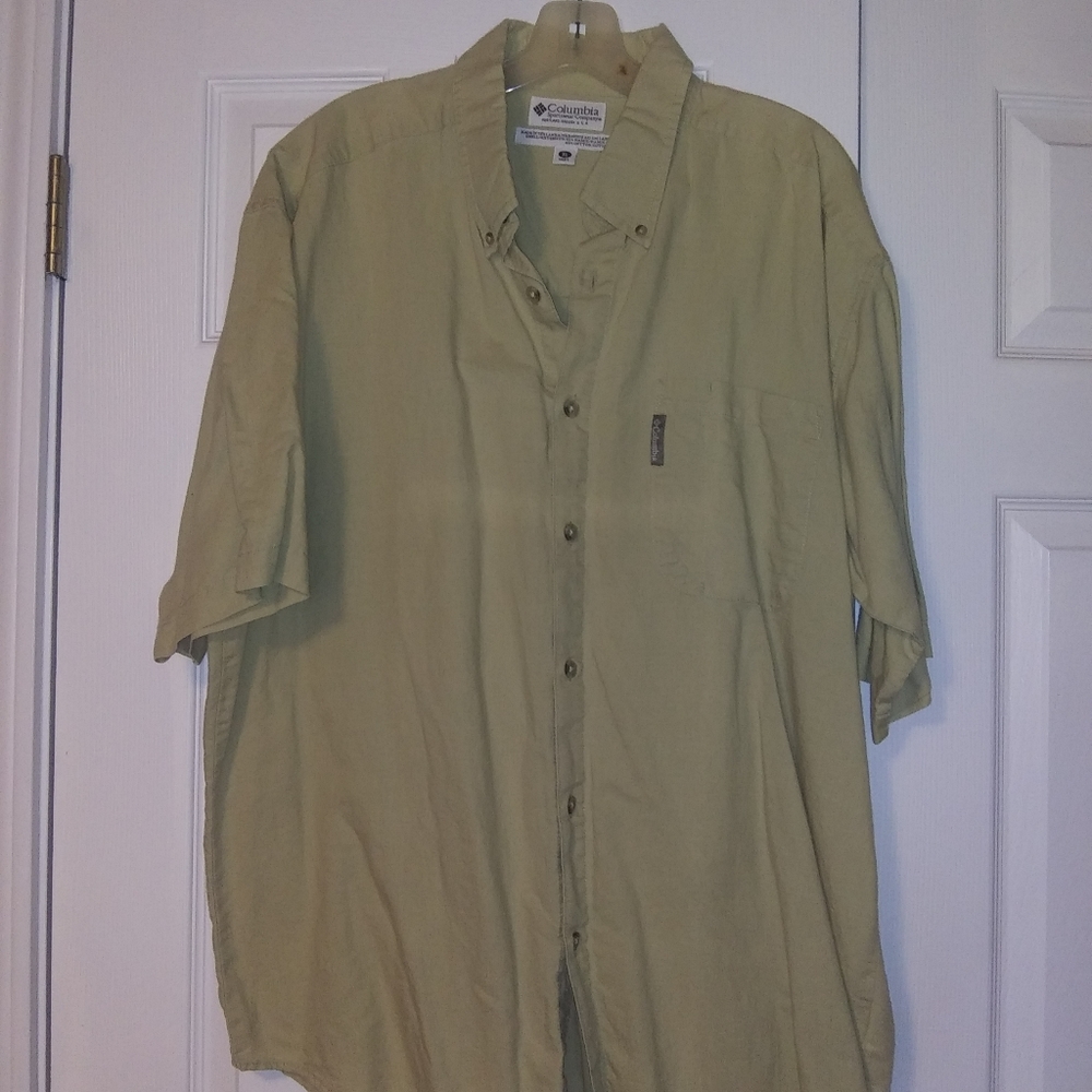 Mens Khaki Columbia Button Down